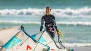Kitesurfen, Sunset Beach, Kapstadt.